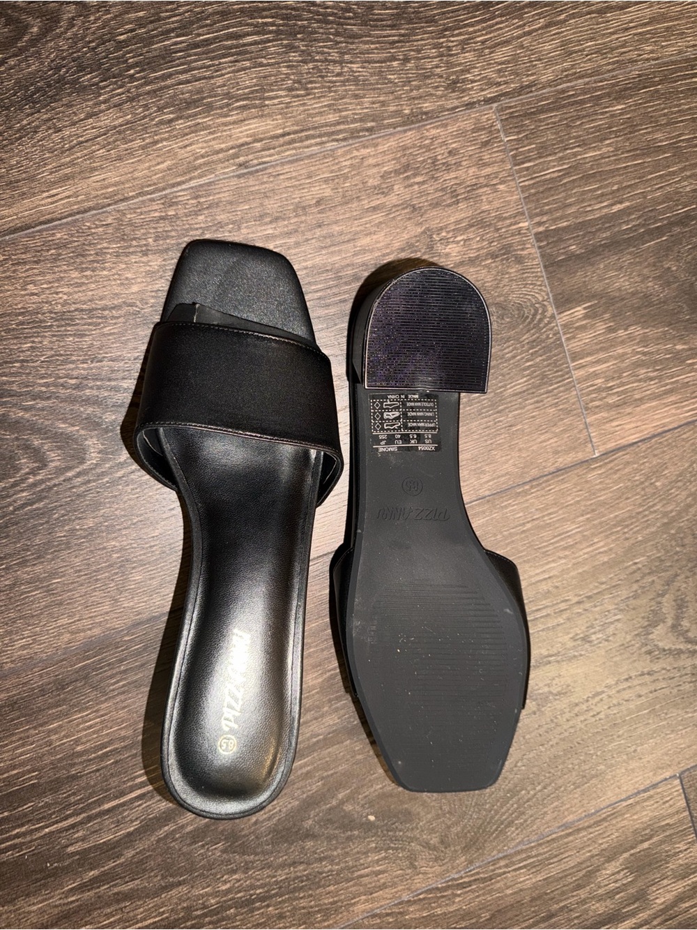 Black Square-Toe Slide Sandals - Women's Minimal Heel